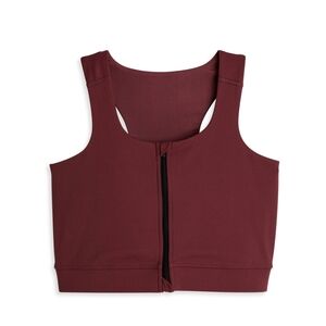 Tomboyx Full Zip Razer Back Athletic Workout Wear Stretch Bra -Fig Medium